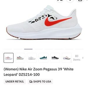 Nike Air Zoom Pegasus 39 White and Red Women's Sneakers